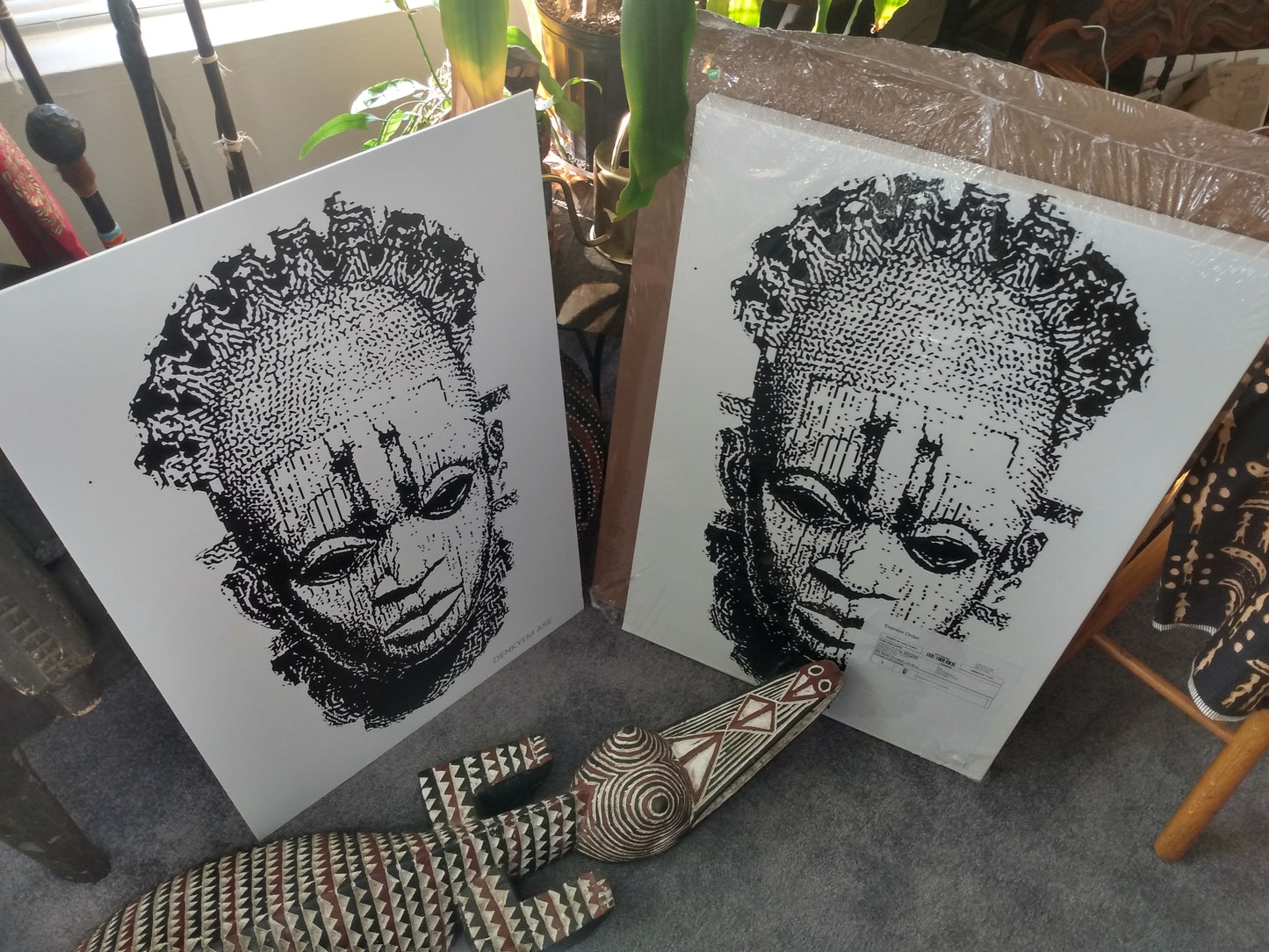 DENKYEM ASE "Benin Bronzes Queen Mother Idia Mask" 24"x36" Large Foam Board Print