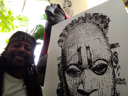 DENKYEM ASE "Benin Bronzes Queen Mother Idia Mask" 24"x48" X-Large Foam Board Print