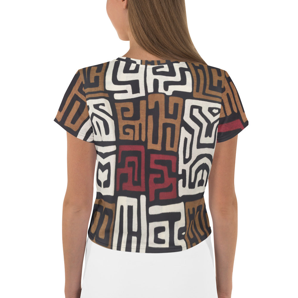 DENKYEM ASE "Kuba Cloth All Over" Women's Crop Tee