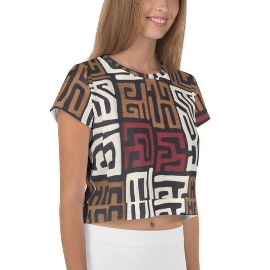 DENKYEM ASE "Kuba Cloth All Over" Women's Crop Tee