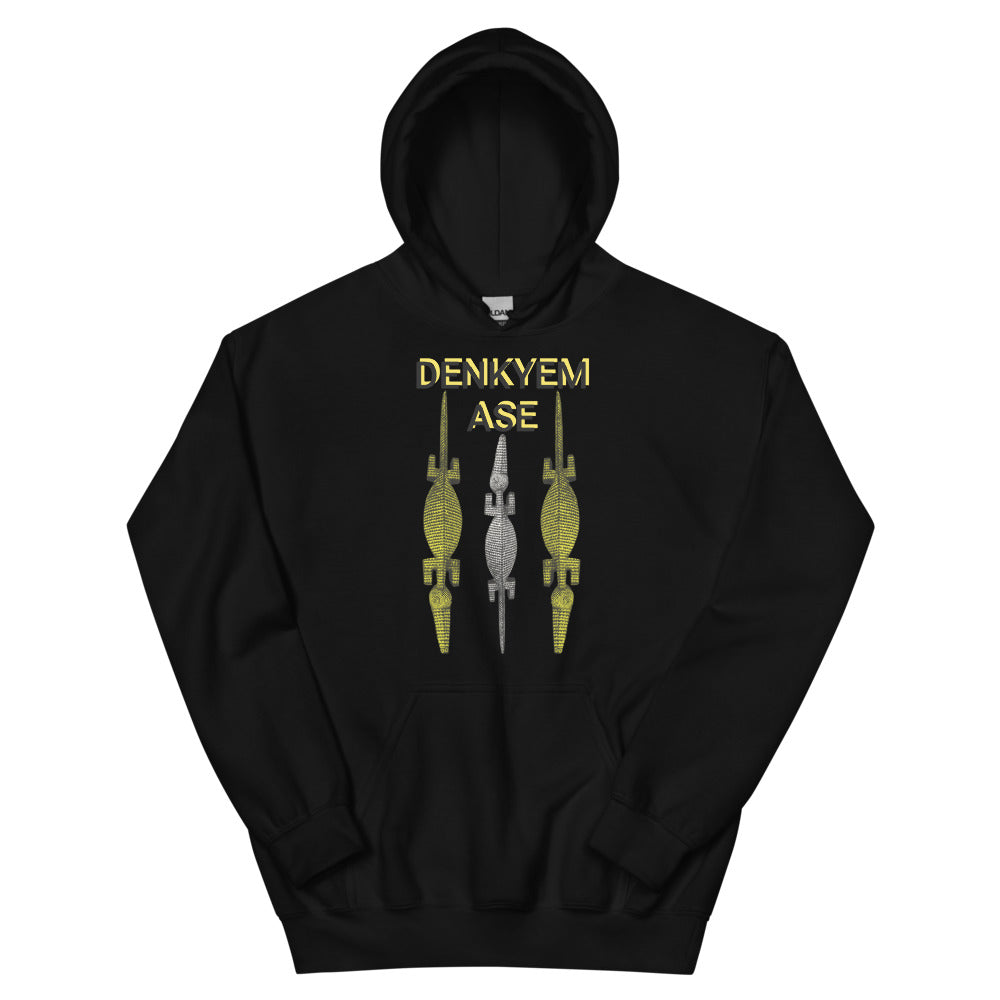 DENKYEM ASE Gold & Silver Bobo/Nuna/Bwa Crocodile Masks Logo Unisex Hoodie