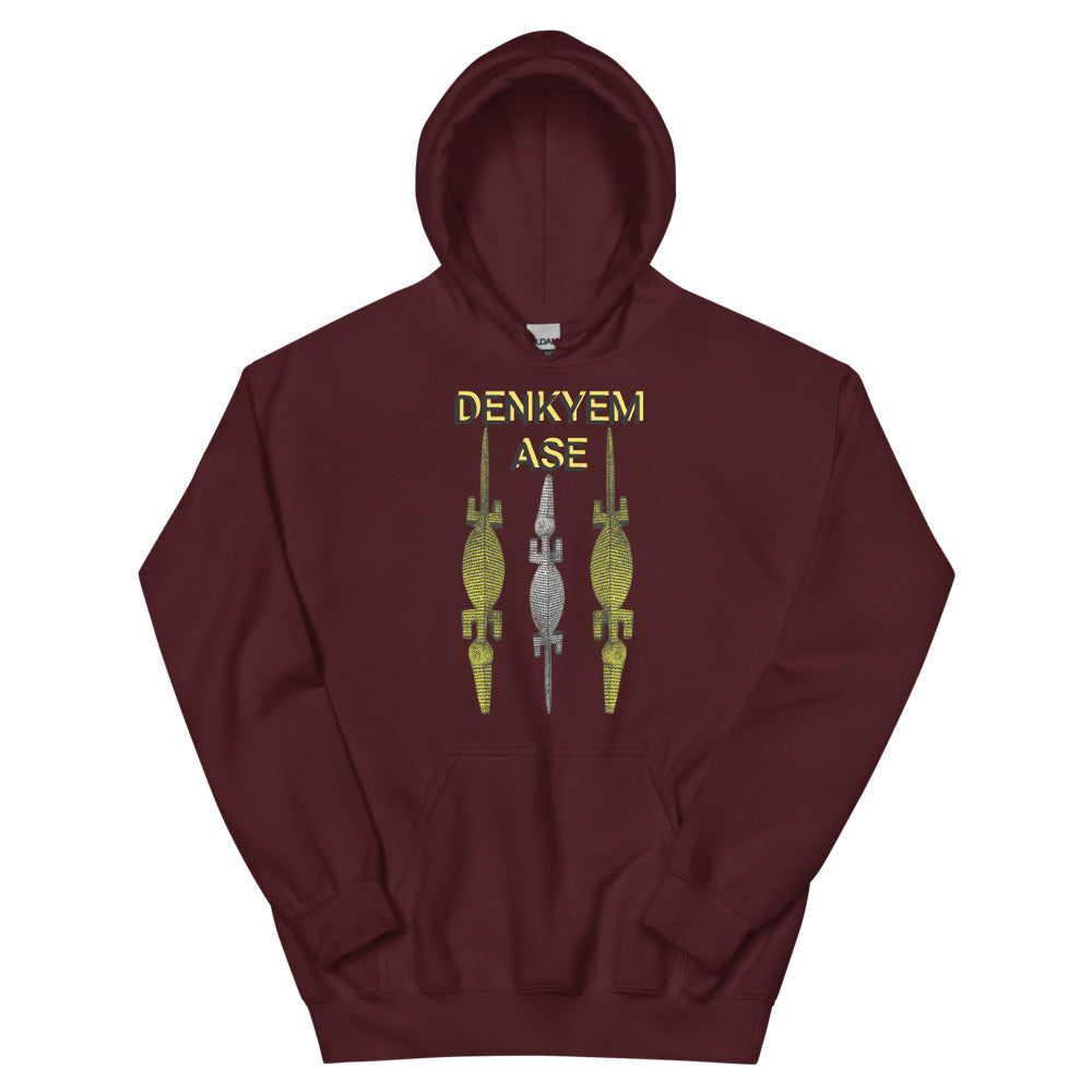 DENKYEM ASE Gold & Silver Bobo/Nuna/Bwa Crocodile Masks Logo Unisex Hoodie