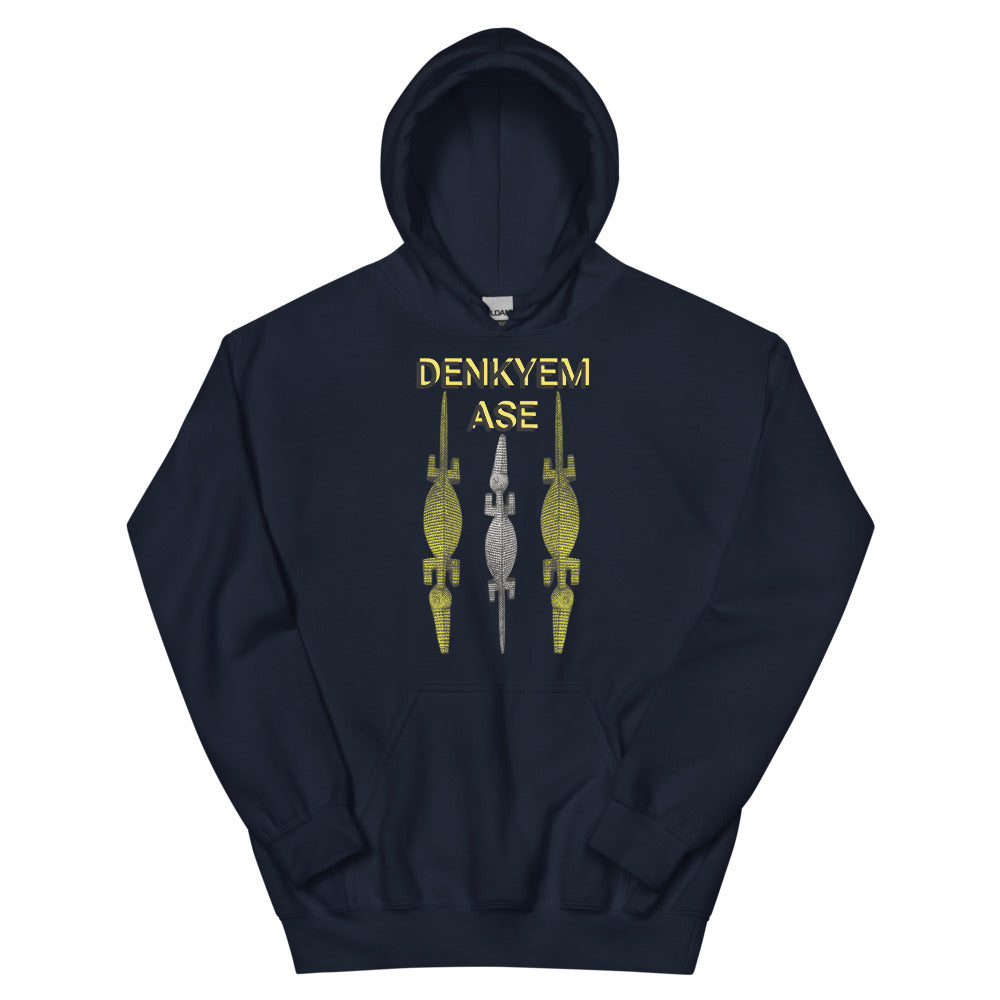 DENKYEM ASE Gold & Silver Bobo/Nuna/Bwa Crocodile Masks Logo Unisex Hoodie