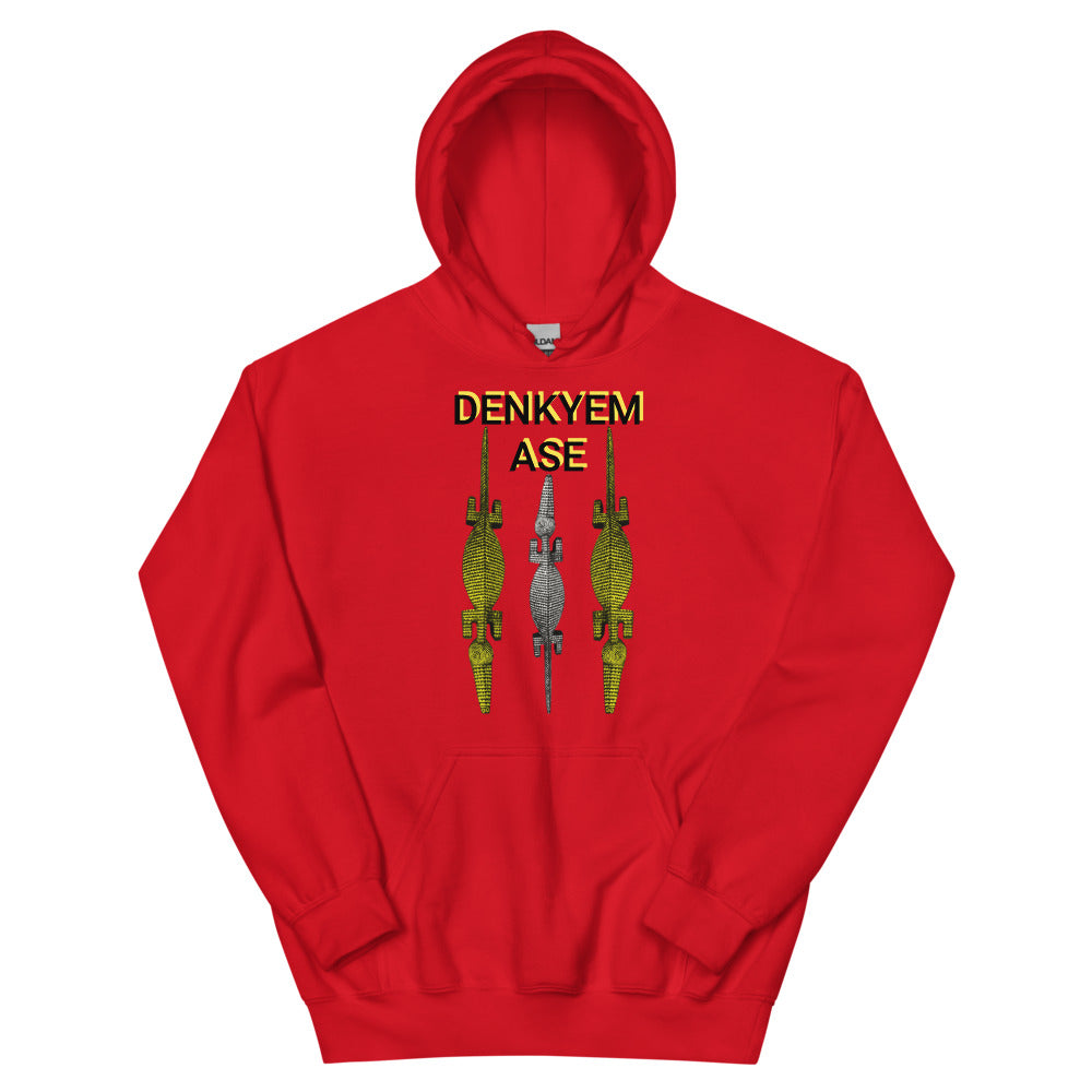 DENKYEM ASE Gold & Silver Bobo/Nuna/Bwa Crocodile Masks Logo Unisex Hoodie