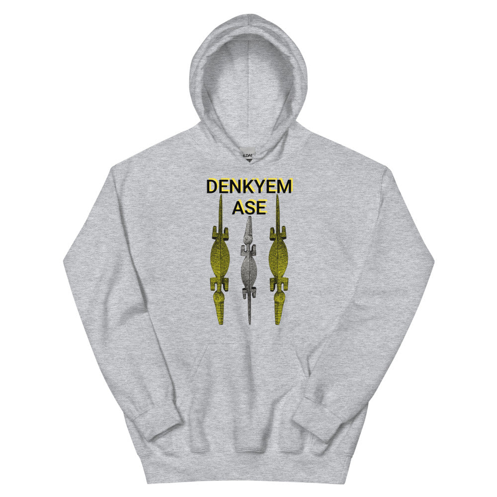 DENKYEM ASE Gold & Silver Bobo/Nuna/Bwa Crocodile Masks Logo Unisex Hoodie