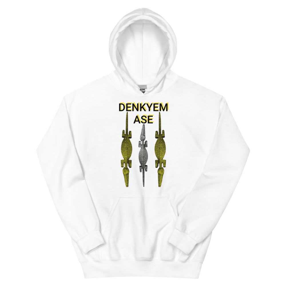 DENKYEM ASE Gold & Silver Bobo/Nuna/Bwa Crocodile Masks Logo Unisex Hoodie