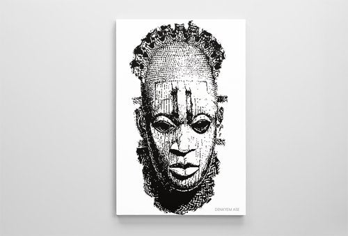 DENKYEM ASE "Benin Bronzes Queen Mother Idia Mask" 24"x36" Large Foam Board Print