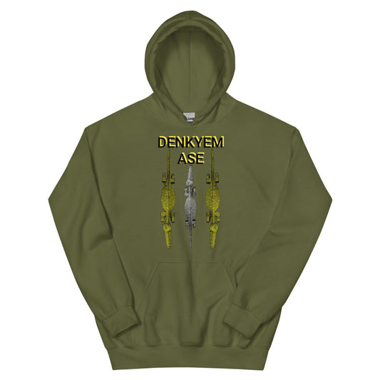 DENKYEM ASE Gold & Silver Bobo/Nuna/Bwa Crocodile Masks Logo Unisex Hoodie